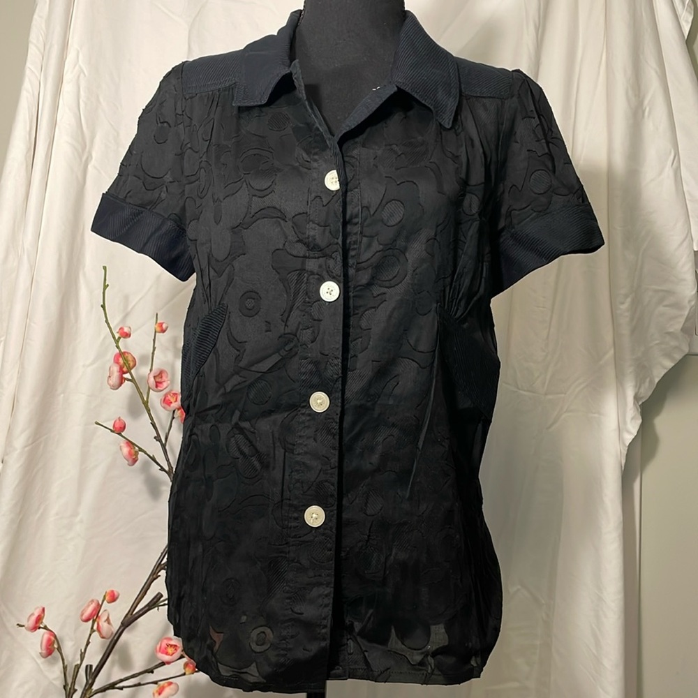 Marc By Marc Jacobs Black floral blouse, size L